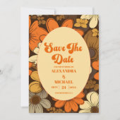 Save The Date Mariage floral rétro des années 70 (Devant)