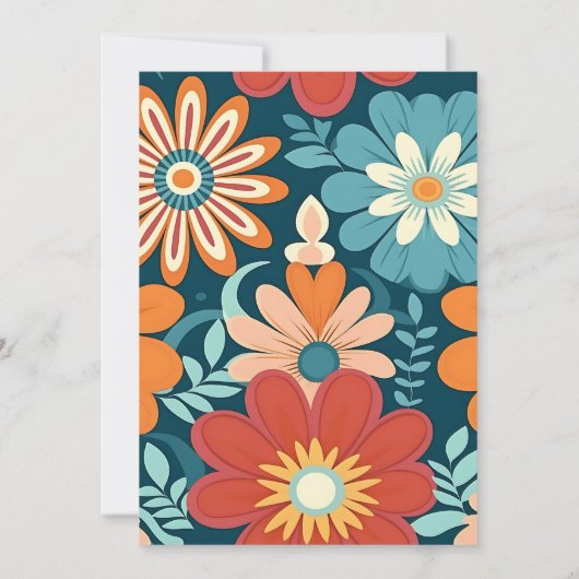 Save The Date Mariage floral rétro des années 70 (Dos)