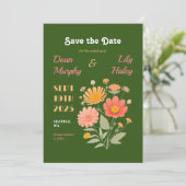 Save The Date Mariage floral rétro Enregistrer la date (Debout devant)