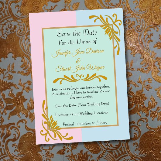Save The Date Mariage Floral Rococo Romantique