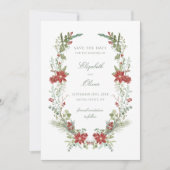 Save The Date Mariage floral romantique d'hiver (Devant)