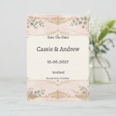 Save The Date Mariage Floral Rose (Debout devant)