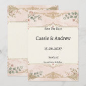 Save The Date Mariage Floral Rose (Devant / Derrière)