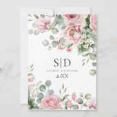 Save The Date Mariage floral rose aquarelle (Dos)