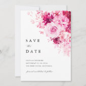Save The Date Mariage Floral Rose Chaud (Devant)