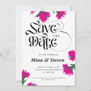 Save The Date Mariage floral rose de coquelicot de fleur sauvage