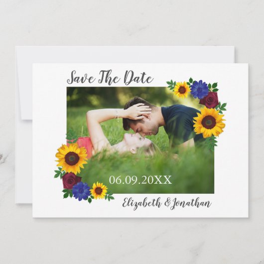 Save The Date Mariage floral Rose de tournesol (Devant)