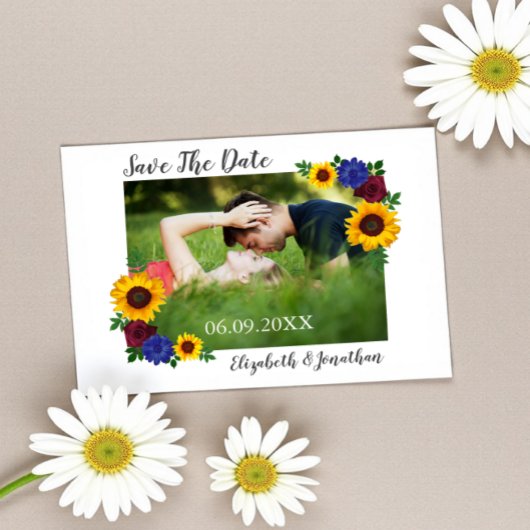 Save The Date Mariage floral Rose de tournesol