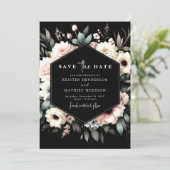 Save The Date Mariage floral rose éclair minimal (Debout devant)