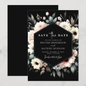 Save The Date Mariage floral rose éclair minimal (Devant / Derrière)