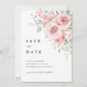 Save The Date Mariage Floral Rose Fardé (Devant)