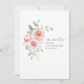 Save The Date Mariage Floral Rose Fardé (Dos)