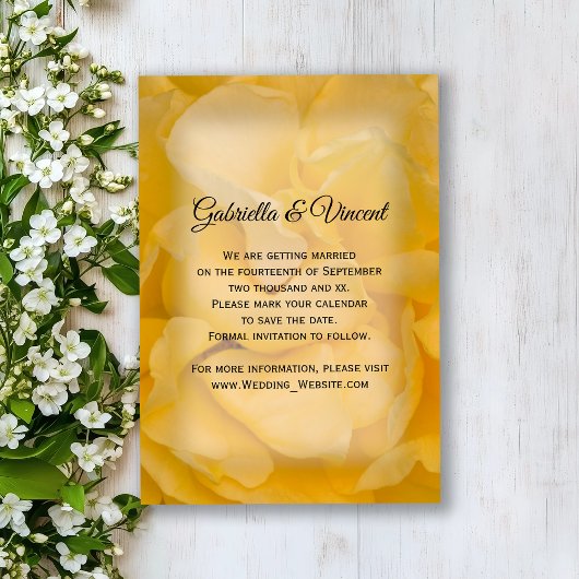 Save The Date Mariage floral rose jaune Enregistrer la date