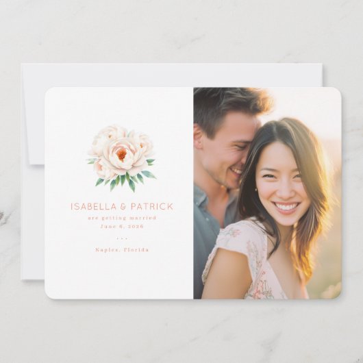 Save The Date Mariage Floral Rose Joyeux (Devant)