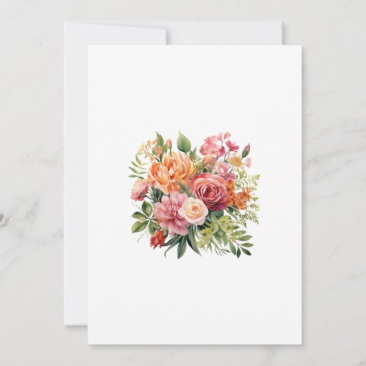 Save The Date Mariage floral rose, orange et vert (Dos)