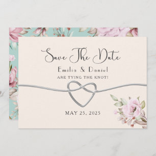Save The Date Mariage floral rose pâle