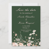 Save The Date Mariage Floral Rose Pâle Printemps Fleur Sauvage (Devant)