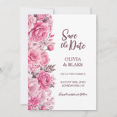 Save The Date Mariage Floral Rose Rose (Devant)