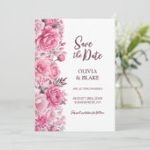 Save The Date Mariage Floral Rose Rose (Debout devant)