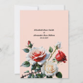 Save The Date Mariage floral rose rose foncé (Dos)