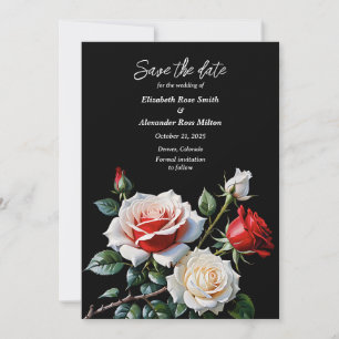 Save The Date Mariage floral rose rose foncé