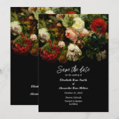 Save The Date Mariage floral rose rose foncé (Devant / Derrière)