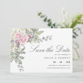 Save The Date Mariage floral rose rustique Enregistrer la date (Debout devant)
