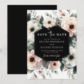 Save The Date Mariage floral rose simple (Devant / Derrière)