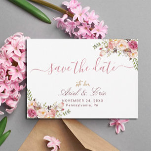 Save The Date Mariage floral rose simple
