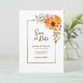 Save The Date Mariage floral rose tournesol (Debout devant)