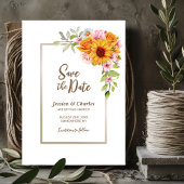 Save The Date Mariage floral rose tournesol