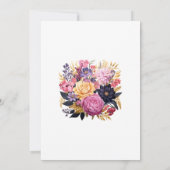 Save The Date Mariage floral rose, violet, noir et or (Dos)