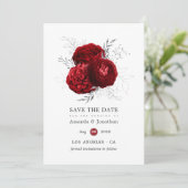 Save The Date Mariage floral rouge et argent (Debout devant)