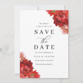 Save The Date Mariage floral rouge et rose (Devant)