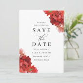 Save The Date Mariage floral rouge et rose (Debout devant)
