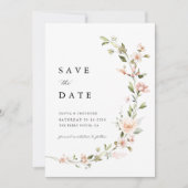 Save The Date Mariage Floral Rouge Pêche (Devant)