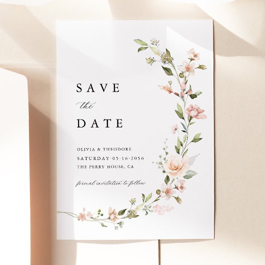 Save The Date Mariage Floral Rouge Pêche