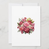 Save The Date Mariage floral rouge, rose et vert (Dos)