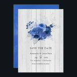 Save The Date Mariage Floral Royal Bleu et Argent Rustique en Ph<br><div class="desc">Invitation de mariage florale à l'aquarelle vintage avec une tendance royale bleu et argent conçue pour être rapidement et facilement personnalisée à vos spécificités. Idéal pour tout thème ou mariage de jardin.</div>