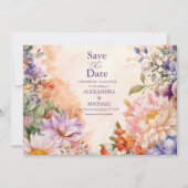 Save The Date Mariage floral royal victorien boho (Devant)