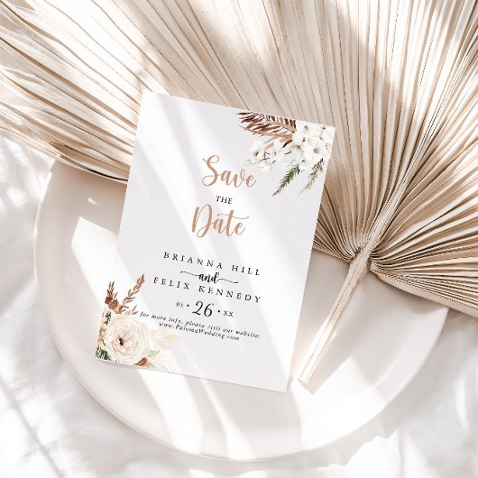 Save The Date Mariage floral rustique Boho élégant