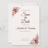 Save The Date Mariage Floral Rustique d'Automne (Devant)