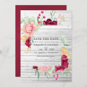 Save The Date Mariage Floral Rustique de Grange en Bourgogne et (Devant / Derrière)