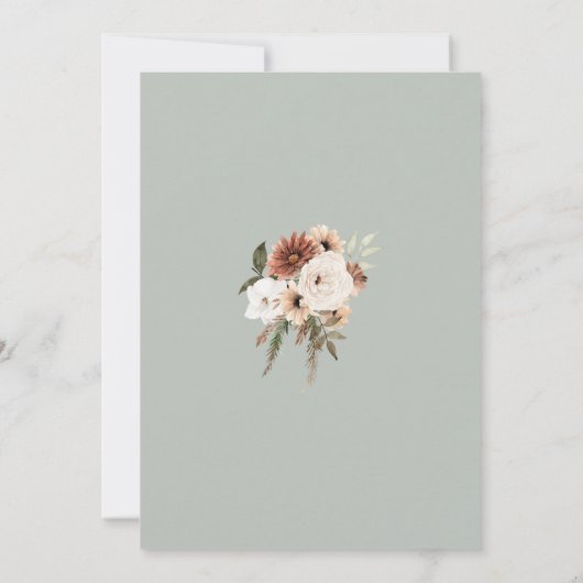 Save The Date Mariage floral rustique de Pêche verte de Sage (Dos)