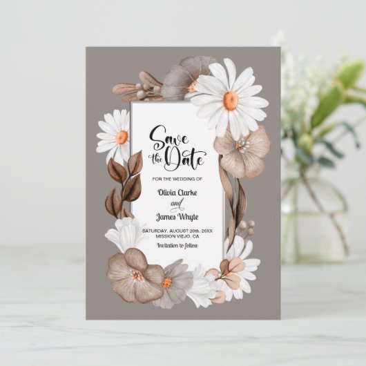 Save The Date Mariage floral rustique Enregistrer la date (Debout devant)