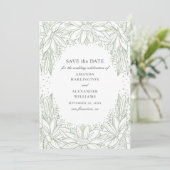 Save The Date Mariage floral rustique. Fleurs vertes campagnarde (Debout devant)