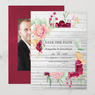 Save The Date Mariage Floral Rustique Grange en Bourgogne et Ros