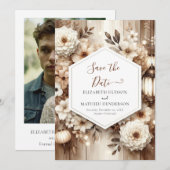 Save The Date Mariage Floral Rustique numérique (Devant / Derrière)
