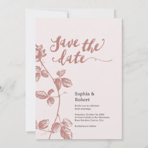 Save The Date Mariage floral rustique rose blanc