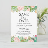 Save The Date Mariage floral rustique Succulent Cactus (Debout devant)